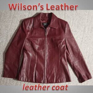 REAL LEATHER women's jacket coat size large red Wilson's Leather
